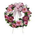 thumbnail image 5 of Mainstays 20in Outdoor Artificial Peony Wreath, Pink Color. Polyester., 5 of 8