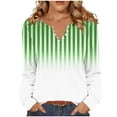 thumbnail image 2 of Womens T Shirts Striped Long Sleeve V Neck Button Up Blouses for Women Slim Fit Comfort Daily Wear Business Casual Outfits, 2 of 6