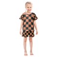 thumbnail image 3 of Black Orange Checked Pattern Summer Pajama Set Soft Cotton Short Sleeve Sleepwear 2PCS Pajama Sets Breathable Lounge Set Size 14Y, 3 of 7