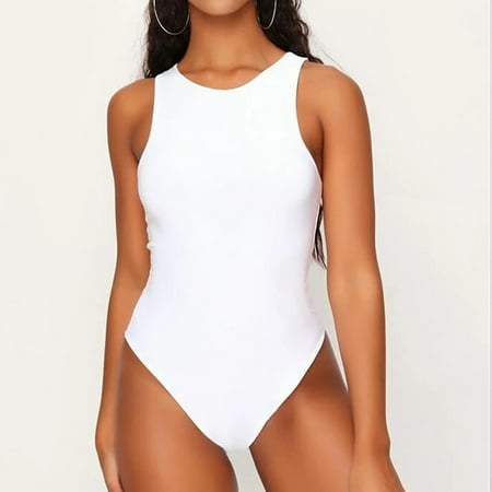 

cllios Black Bodysuit Women Sleeveless Stretch Bodysuit Racerback Jumpsuit Tank Tops for Going Out