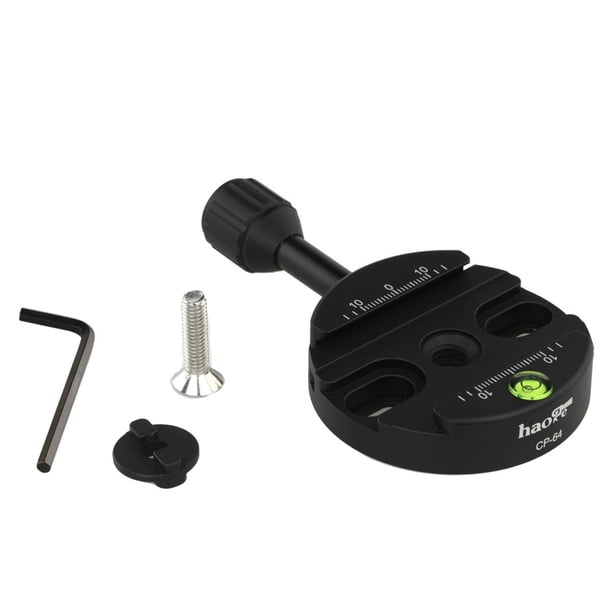 Haoge Combo Boss Adaptador Convertidor con Cp-64 Abrazadera de liberación rápida Compatible con Arca Swiss de 64 mm para reemplazo de Abrazadera de Cabeza de Bola de trípode Manfrotto