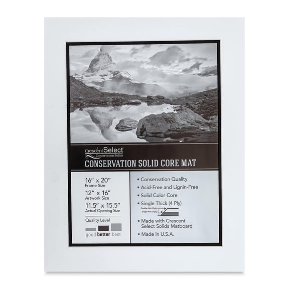 Crescent Select Conservation Solids Pre-Cut Double Mat - Vivid White/Deep Black, 4 ply, 16" x 20"