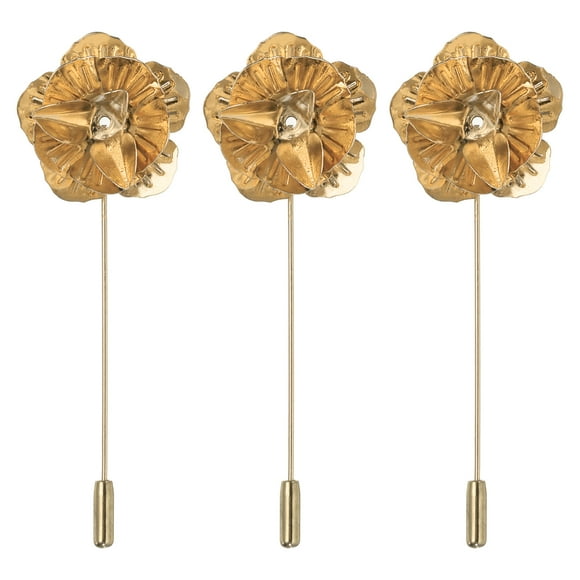 Uxcell 3Pcs Lapel Pin for Men Metal Lapel Rose Flower Pin Gold