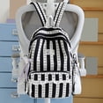 thumbnail image 3 of Women Bow Print Backpack with Multi-Pocket, Lace Trim Large Capacity School Bag for Travel Shopping (Black), 3 of 7
