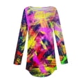 thumbnail image 4 of QATAINLAV Womens Casual Loose Long Sleeve Shirts Plus Size Round Neck Pullover Tops Cute Graffiti Print Tunic Blouse Multicolor S, 4 of 6