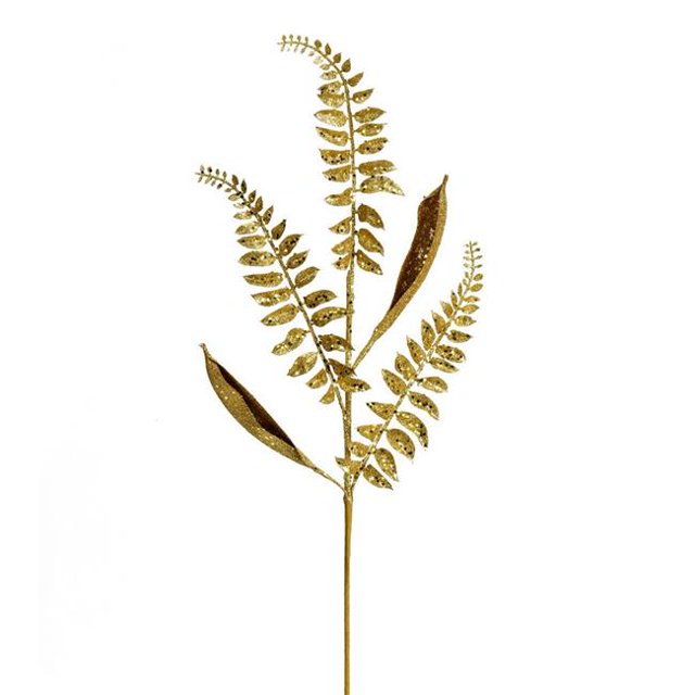Vickerman QG192208 33 in. Gold Fern Leaf Spray - 6 per Bag
