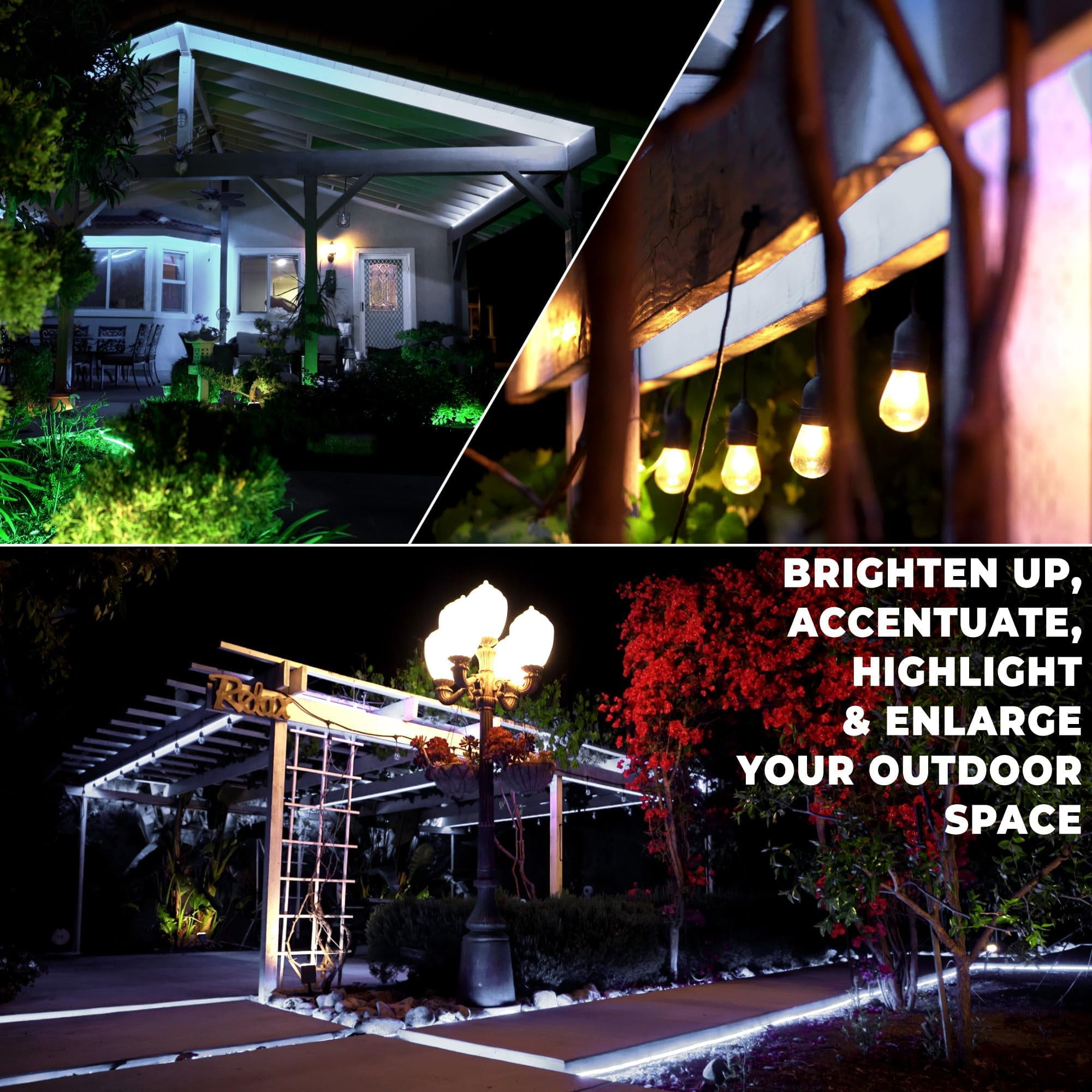 West Ivory - 190LEDS,Cool White 3/8" LED Rope Lights with 8 Lighting Modes Controller, IP65, Linkable