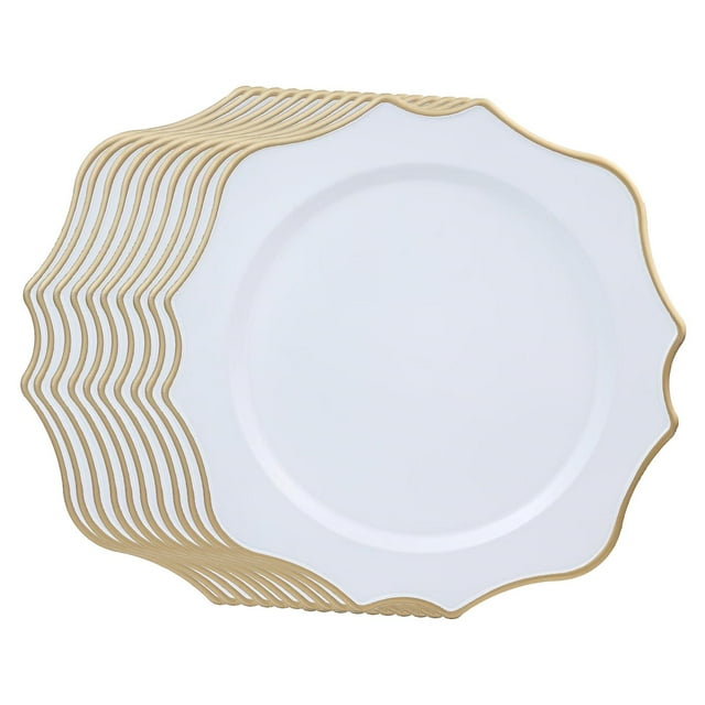 10 platos para servir reutilizables para fiestas, vajilla ligera para mesa. Blanco