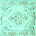 thumbnail image 1 of Ahgly Company Machine Washable Indoor Square Persian Turquoise Blue Traditional Area Rugs, 4' Square, 1 of 4