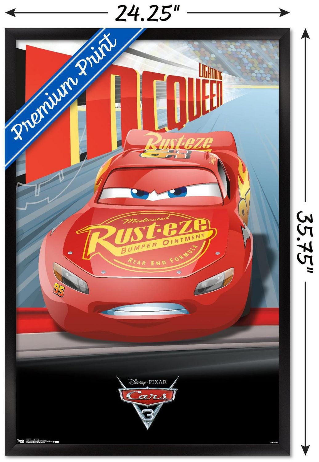 Disney Pixar Cars 3 - Lightning Wall Poster, 22.375" x 34" Framed