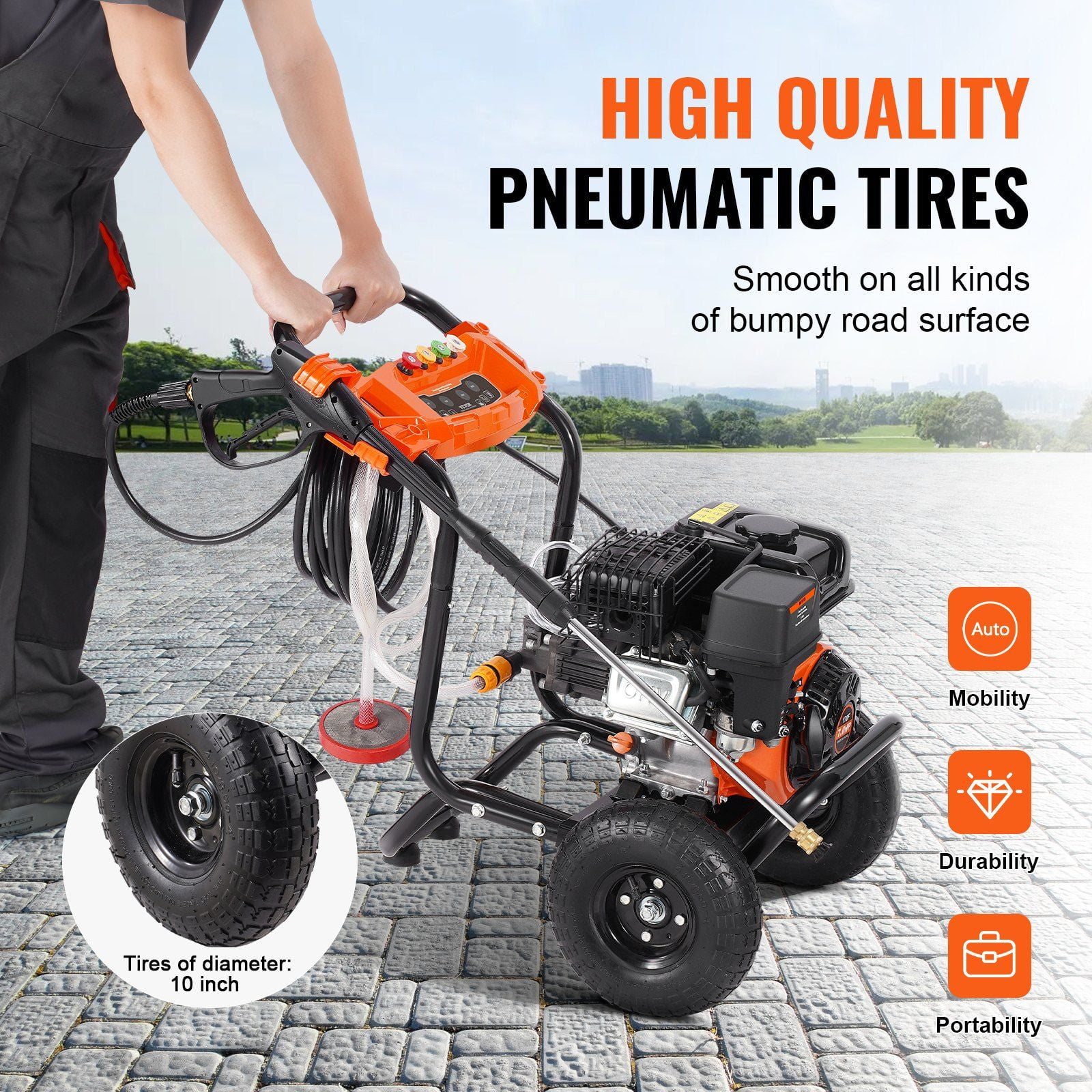 Heavy-Duty 3500 PSI Gas Pressure Washer, 2.6 Gallons Per Minute, Includes 5 Nozzle Set to Tackle Tough Dirt on Various Surfaces