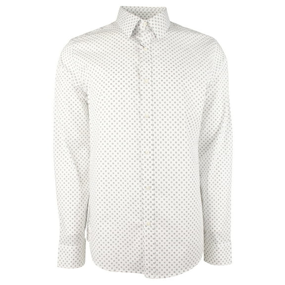 Men's Stretch Slim Fit Long Sleeve Shirt Wht Large