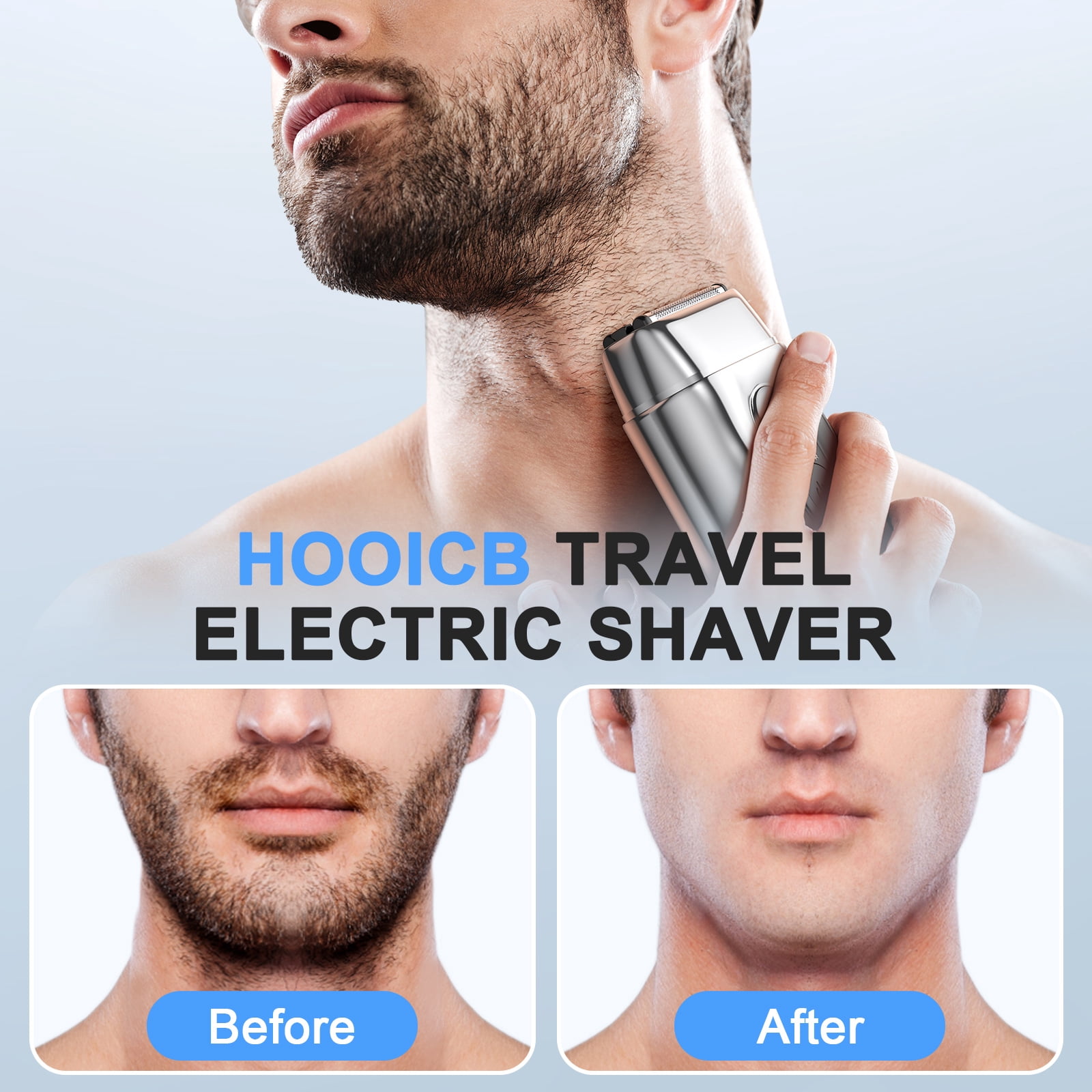 HOOICB Electric Razor for Men, Mini Electric Foil Shavers with LED Display, IPX7 Waterproof Wet Dry Beard Trimmer Grooming Kit for Travel