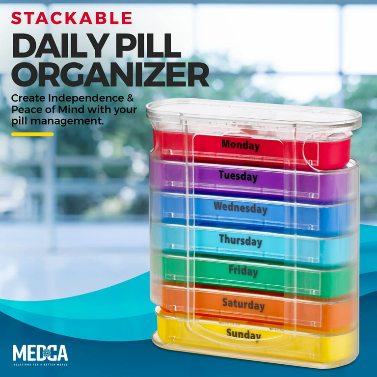 MEDca Monthly Pill Bottle Organizer 31 Numbered Full-Size Pill Bottles  Child-Proof Lids - Acrylic 