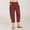 Wine, variant on FRSASU Capris Pants for Women Cotton Linen Summer Straight Wide Leg Loose Drawstring Elastic Waist Cropped Shorts Wine