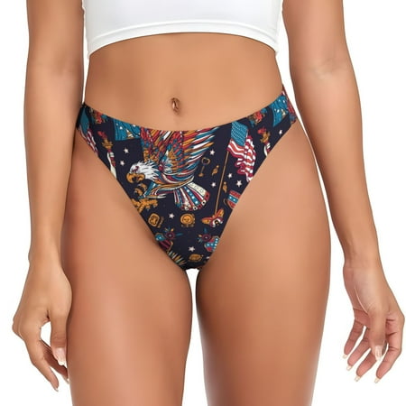 Qokaie United States Of America Printed Women s Cotton Thong Underwear  Sexy Breathable Panties G-string-4X-Large