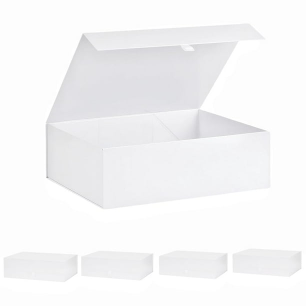 Caja de regalo PLINJOY extra grande blanca, paquete de 5 unidades, 42 x 36 x 14 cm con tapa