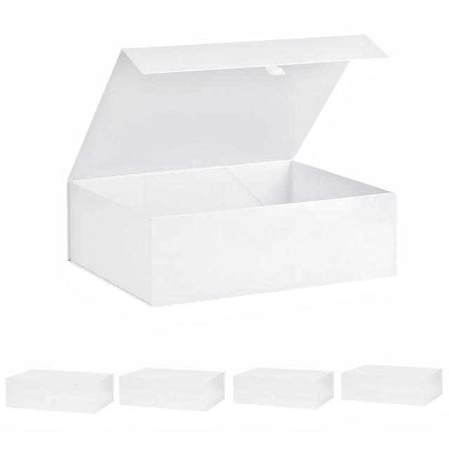 Caja de regalo PLINJOY extra grande blanca, paquete de 5 unidades, 42 x 36 x 14 cm con tapa