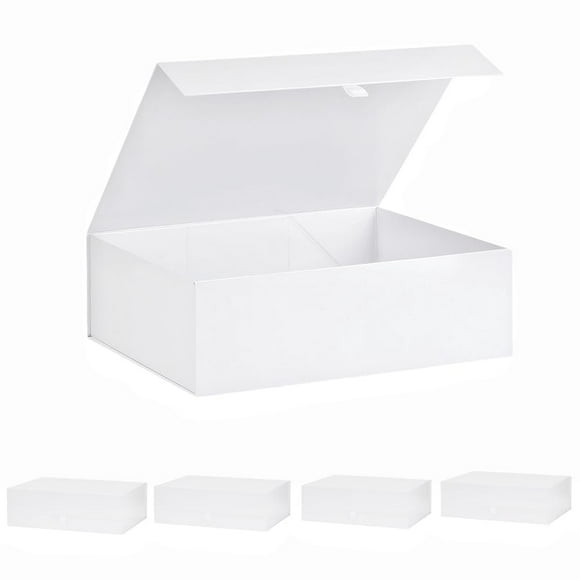 Caja de regalo PLINJOY extra grande blanca, paquete de 5 unidades, 42 x 36 x 14 cm con tapa