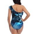 thumbnail image 5 of Salouo Celestial Ram Night Sky Pattern One Shoulder Ruffled One Piece Swimsuit for Women V Neck Swimwear Tummy Control Bathing Suit-X-Large, 5 of 6