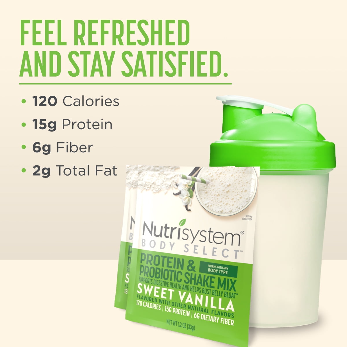 Nutrisystem Body Select Sweet Vanilla Protein & Probiotic Shake