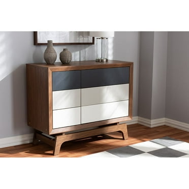 Baxton Studio Svante Mid-Century Modern Multicolor Finished Wood 6-Drawer Chest