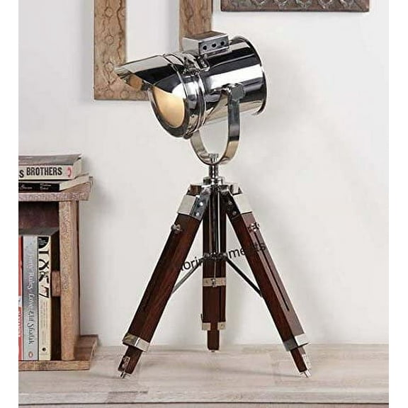 THORINSTRUMENTS Thor Instruments.Co Classical Vintage Designer's Spotlight with Table Lamp Tripod Silver