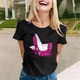 thumbnail image 2 of TSADFHJI Hauts de Sortie pour Femmes Mode Tendance pour Femmes Hauts Décontractés Manches Courtes Col Rond T-Shirt Imprimé Ample TTG Noir, 2 of 4
