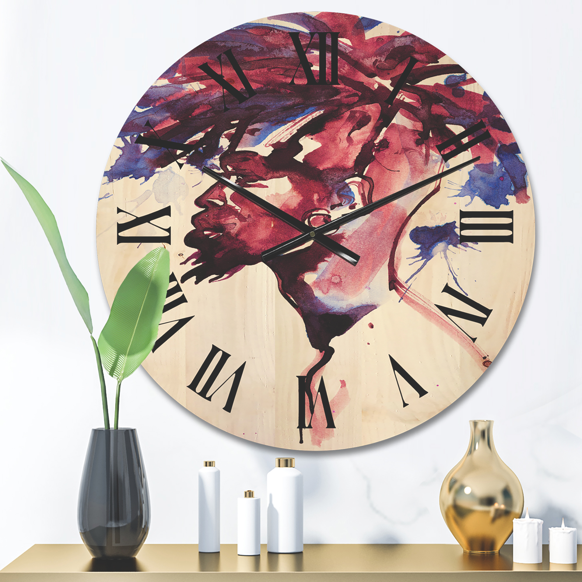 Designart 'Fashion Portrait of Handsome African Man' Modern Wood Wall Clock