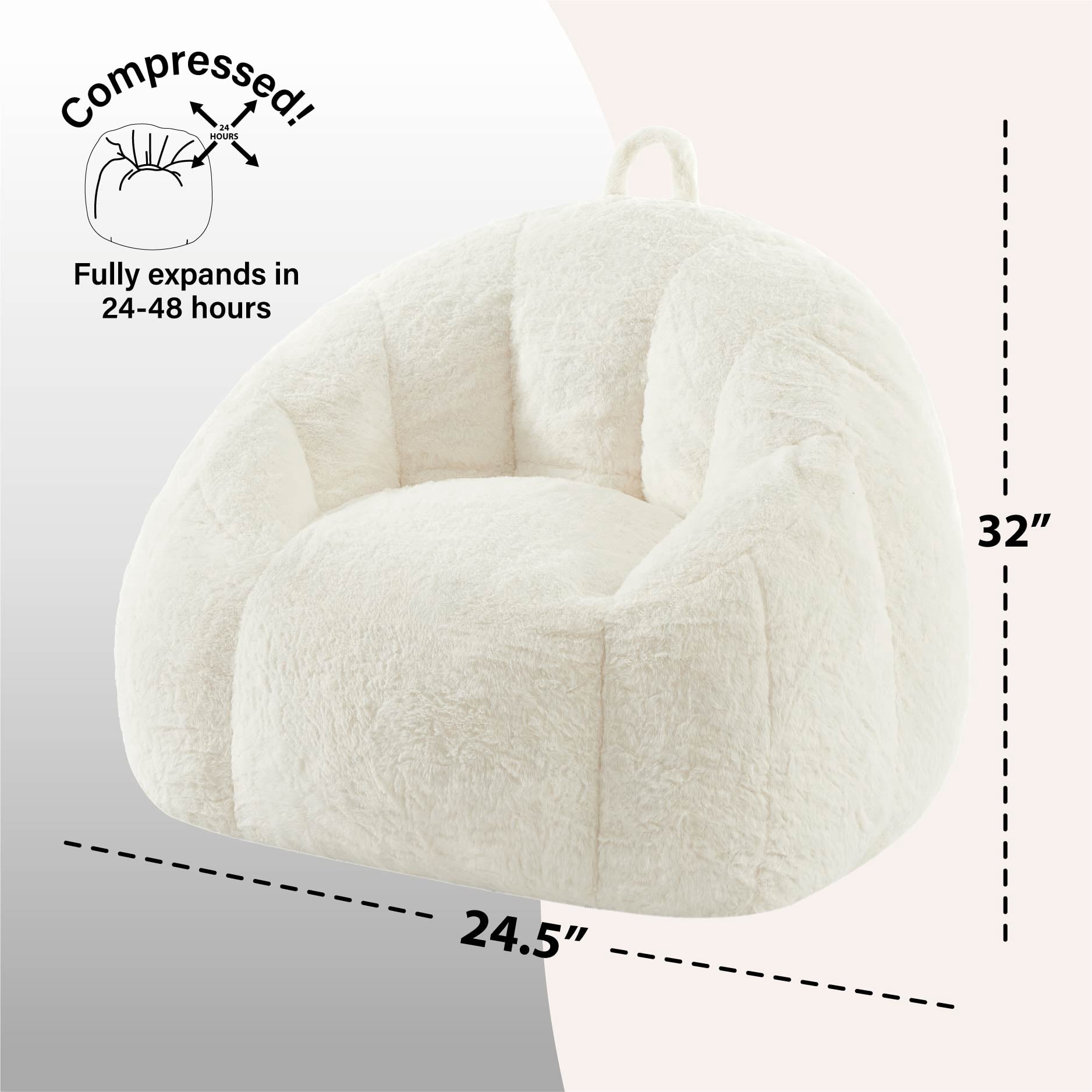 Urban Shop Faux Rabbit Fur Foam Lounge Chair, Ivory