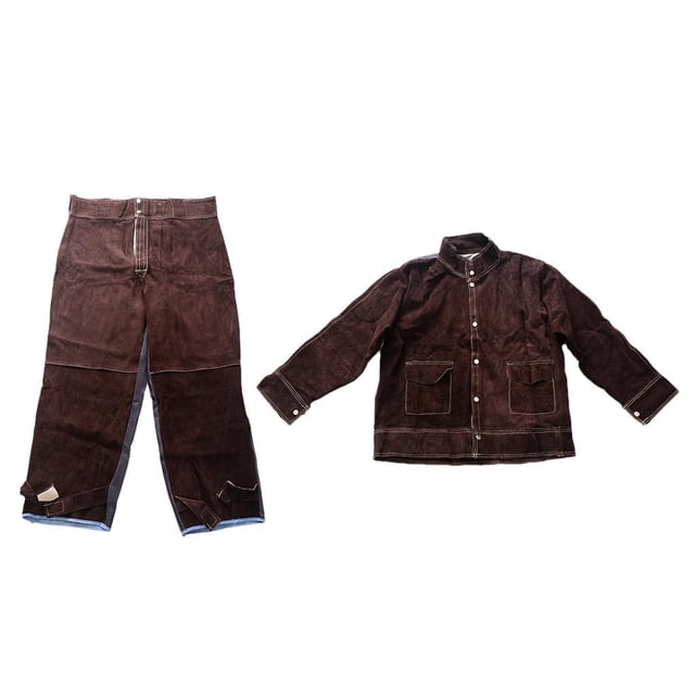 Chaqueta + Pantalones para Soldar Piel para Trabajo Ropa de Seguridad para Soldadura Resistente al Calor Resistente para proteger Lar Cola Abrigo de soldadura protectora