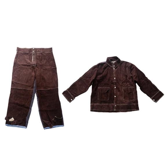 Chaqueta + Pantalones para Soldar Piel para Trabajo Ropa de Seguridad para Soldadura Resistente al Calor Resistente para proteger Lar Cola Abrigo de soldadura protectora