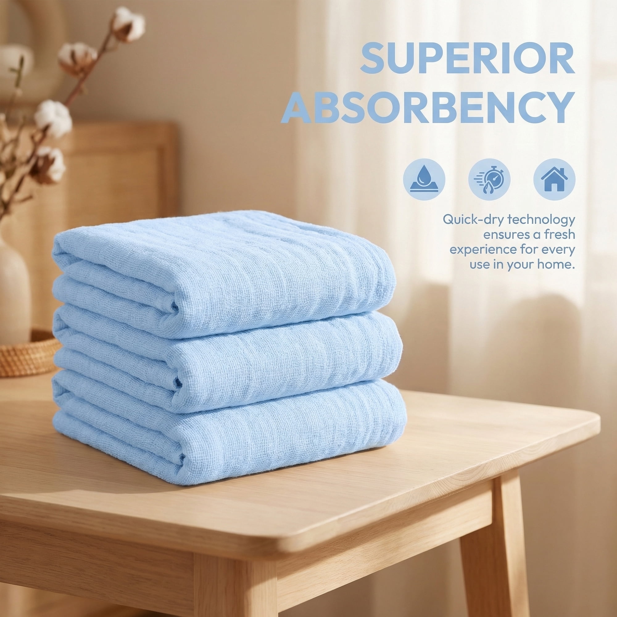 Unique Bargains 12" X 12" Cotton Washcloths Absorbent Reusable Washcloths Blue 4pk