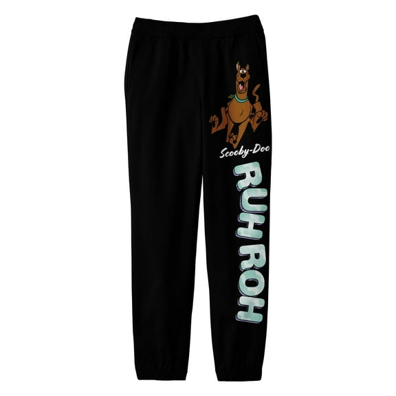 Scooby Doo Ruh-Roh Boy's Black Sweatpants-Medium