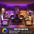 thumbnail image 4 of EnHomee L Shaped Computer Desk Reversible Corner Desk with Power Outlet & Long Monitor Stand Computer Desk with Led Lights and Storage Shelves, Rustic Brown, 4 of 9