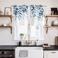 thumbnail image 2 of 2 Panels Kitchen Tier Curtains 39 Inch Length, Blue Leaves Grommets Window Treatment Curtain, Summer Botanical Thermal Curtains Drapes for Living Room/Bathroom, 2 of 9