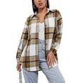 thumbnail image 3 of Women Casual Plaid Flannel Shirt Ladies Fashion Long Sleeve Button Down Thick Shirt Coats, 3 of 4