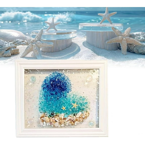Sea Glass Art Kit, DIY Resin Beach Art Kit, Sea Glass Art & Craft Kit, Sea Glass Art Kits for Adults, Desk Windowsill Decoration, Sea Glass Art Photo Frame Gift (Style B)