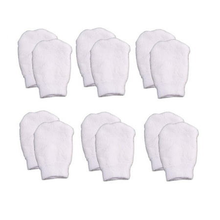 White Newborn No Scratch Cotton Baby Mittens by Nurses Choice (Includes 6 Pairs