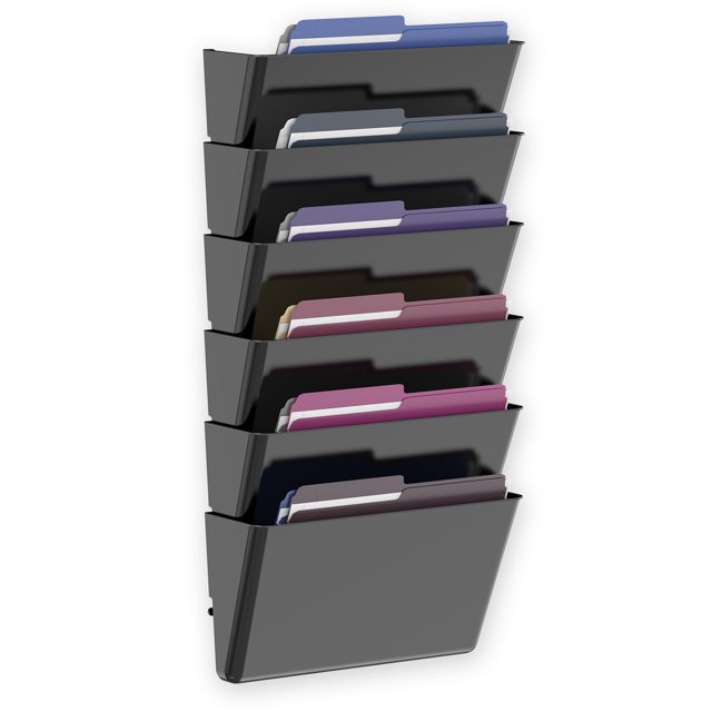 Organizador de archivos de pared MINDEPOT de acrílico negro con 6 compartimentos