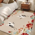 thumbnail image 4 of 2.7'x5' Area Rugs, Rustic Crane Indoor Outdoor Area Rug for Living Room Bedroom, Vintage Red Teal Spring Floral Botanical Washable Bathroom Rugs Kitchen Floor Carpet Mats Home Decor Aesthetic, 4 of 8