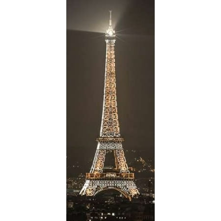 Night view of city of Paris with illuminated Eiffel tower Poster Print by  Assaf