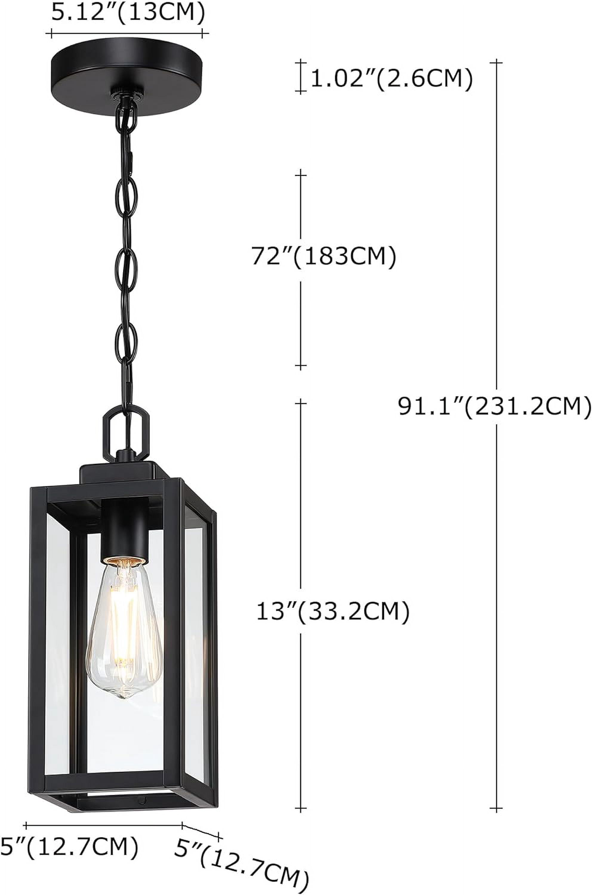 Revtronic Pendant Light Fixture, Black Modern Exterior Ceiling Lighting for Kitchen Porch Front Door