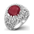 thumbnail image 2 of 4.5 CT Round Shape Ruby Glass Filled 925 Sterling Silver Solitaire Women Cocktail Valentines Day Gifts Ring, 2 of 3