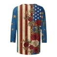 thumbnail image 4 of lcziwo Women's 3/4 Sleeve Tops Cotton Patriotic Basic Shirt Plus Size 4Th Of July Graphic Summer Family Blouse Multicolor S, 4 of 5