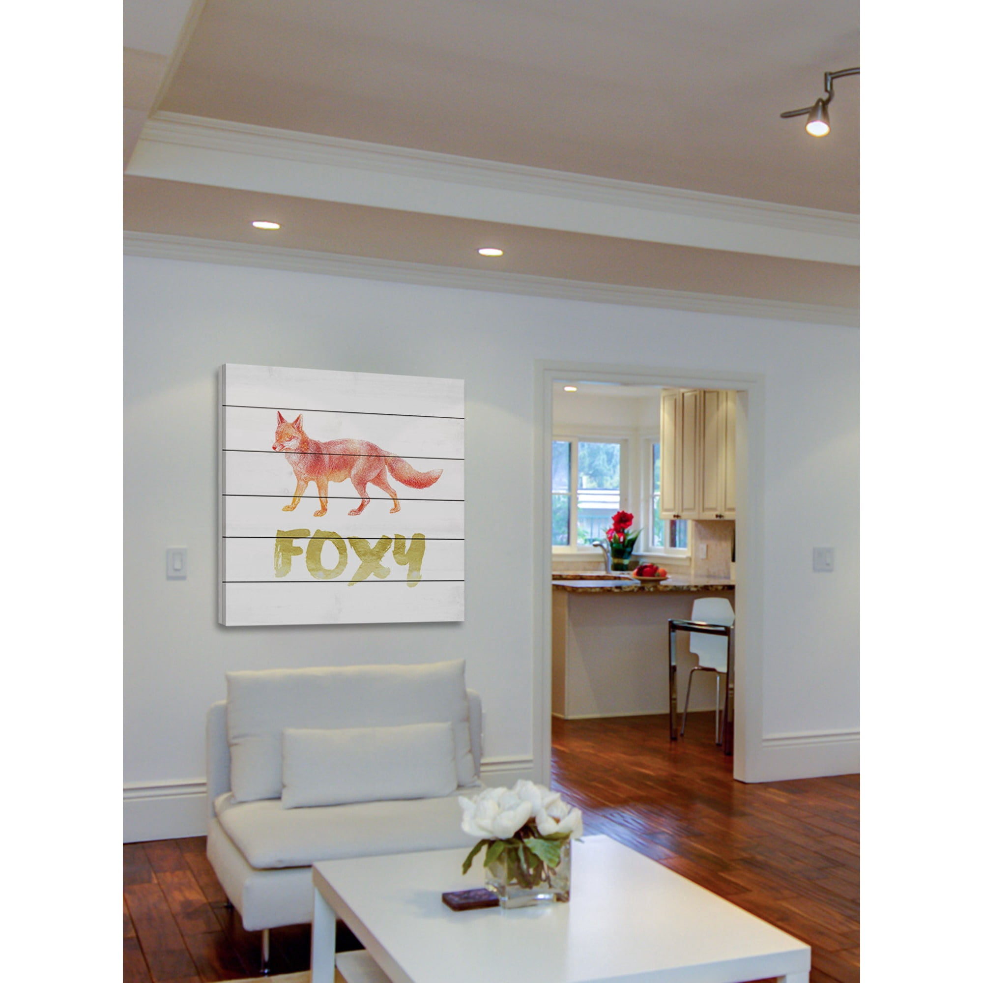 "Foxy" Painting Print on White Wood