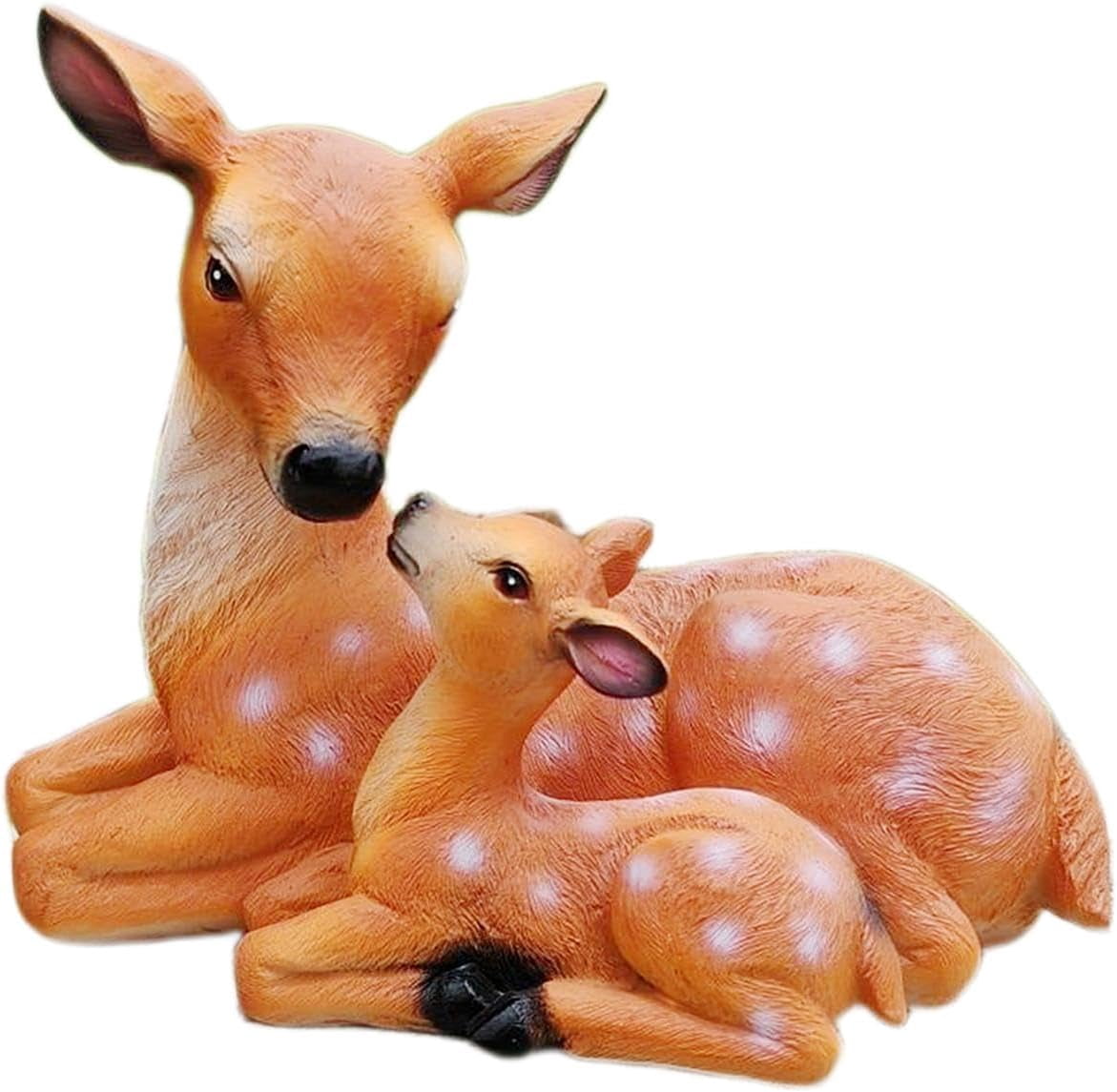 Mother Deer Decoration Resin Deer Figurine, Novelty Ornaments, Garden Deer Statue, Outdoor Deer Sculpture for Park Backyard Lawn Patio Balcony