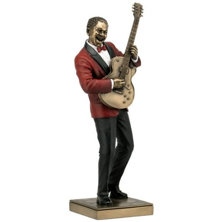 - 12.75 Inch Guitar Player Cold Cast Decorative Figurine, Bronze Color