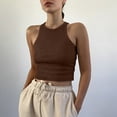 thumbnail image 2 of Women's Solid Color Ribbed Sleeveless Tank Top Coffee S, 2 of 5