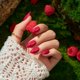 thumbnail image 3 of Pantalones cortos BtartBox de color rojo almendra y frambuesa de Press On Nails para mujer, 3 of 8
